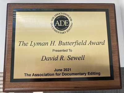 David Sewell, Manager of Digital Initiatives at UVA Press, Wins the 2021 ADE Lyman H. Butterfield Award